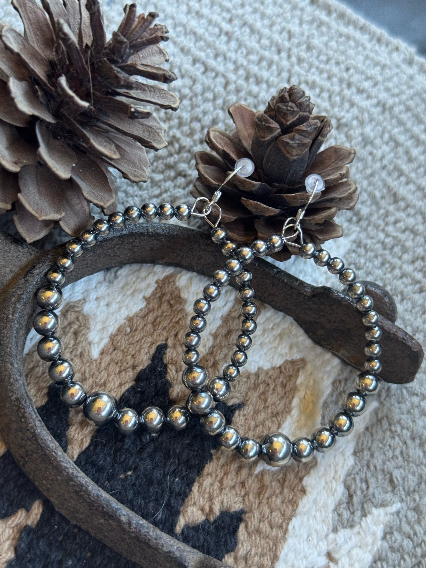 Sterling Beaded Hoops