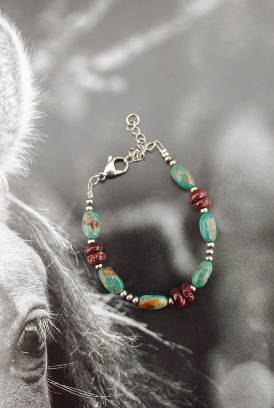 Purple Spiny & San domingo Turquoise (Green) Bracelet