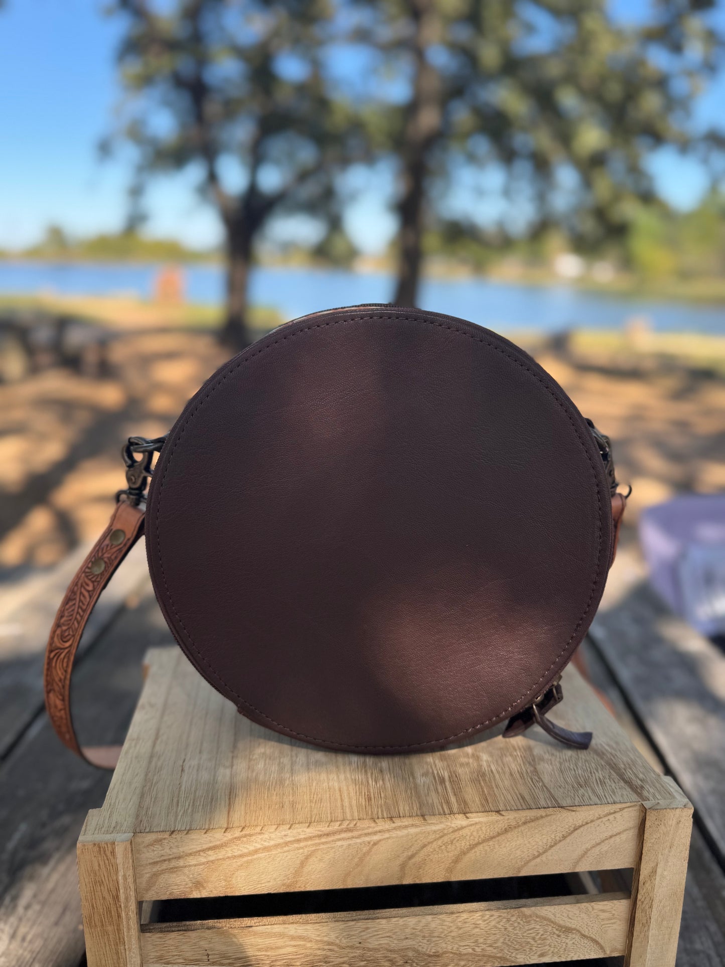 Tooled/Cowhide Round bag