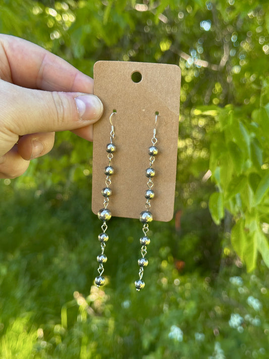 Long Dangle Sterling Bead Earrings