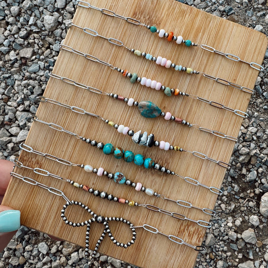 Gems & Silver Bar Necklace's