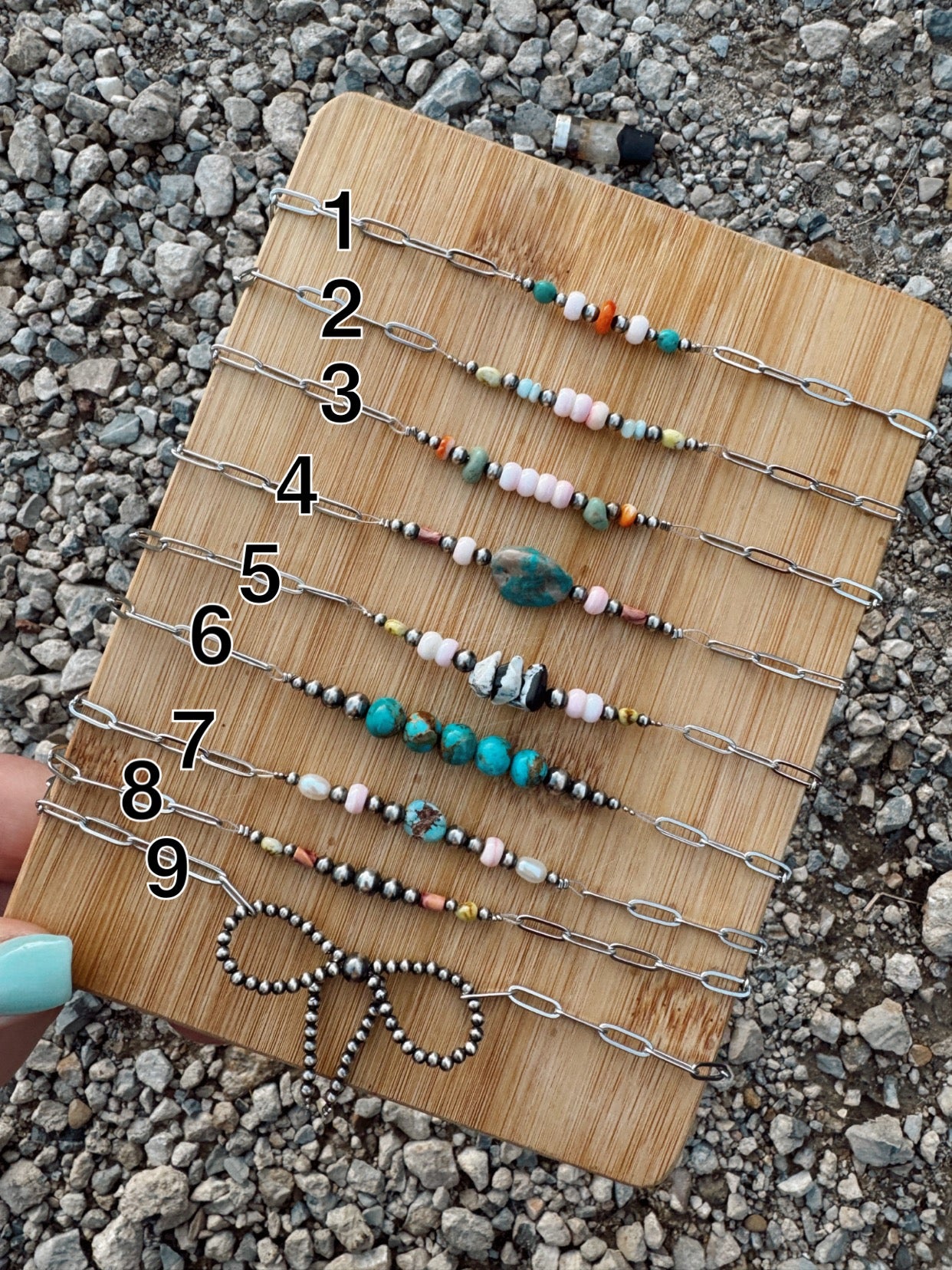 Gems & Silver Bar Necklace's