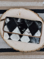 Diamond cowhide wallet LG (Black)