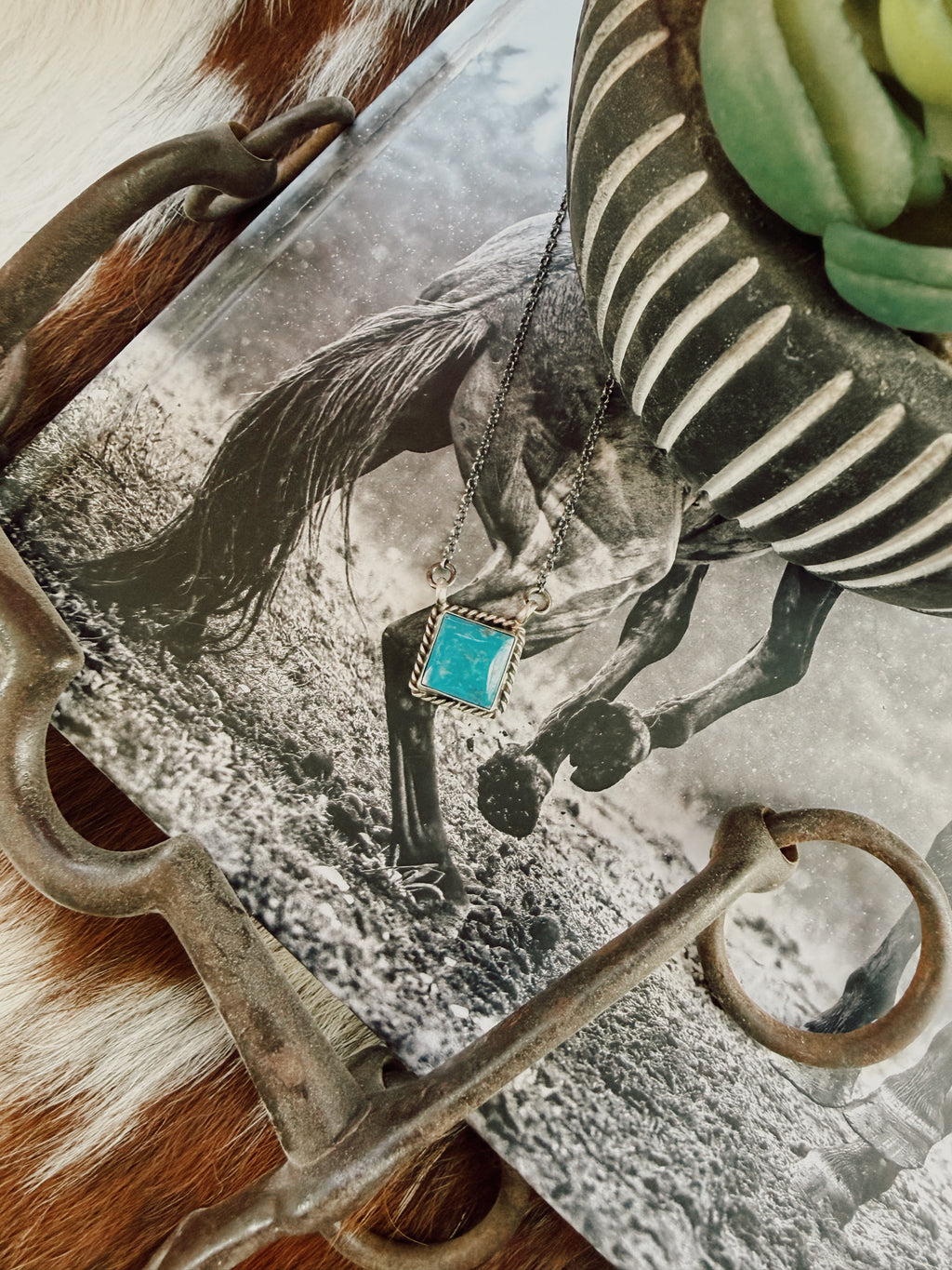 Square Kingman Turquoise Necklace